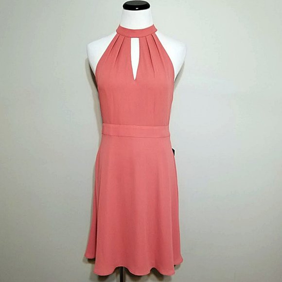 Express Dresses & Skirts - NEW Express Fit & Flare Dress 8 Sleeveless Cut Out Keyhole Halter Neckline